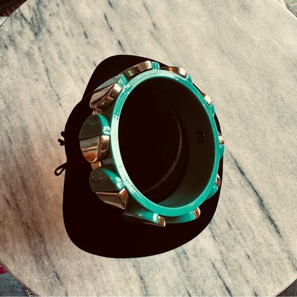 Tory Burch - Connor Stackable Bangle, Turquoise and Gold Bangle Bracelet - Picture 5 of 6